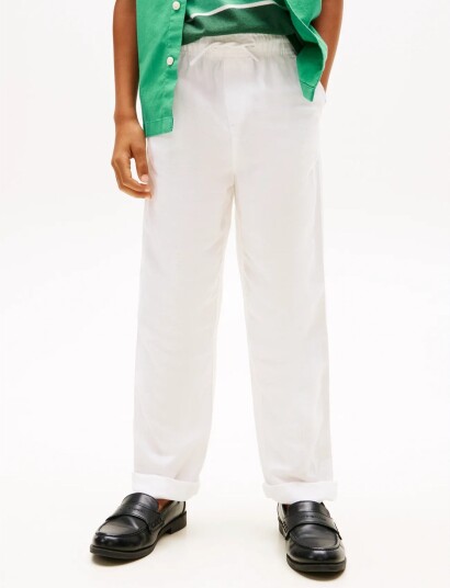 Tommy Hilfiger Relaxed Linen Viscose Pant White 122