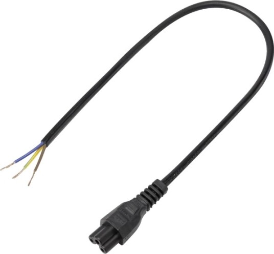 Strømkabel Kløverblad-Hylse C5 – Kabel Åpen Ende Totalt Poltall: 2 + Pe Svart 50 Cm 1 Stk.