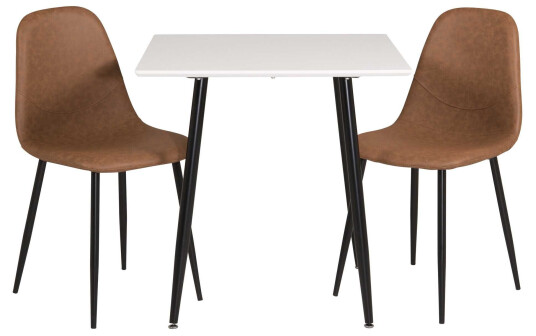 Venture Design Polar & Polar spisegruppe Hvit/brun 2 st stoler & bord 75 x 75 cm