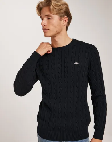 Gant Cotton Cable C-Neck Strikkegensere Blå