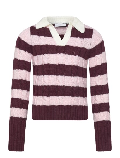 Grunt Grbertage Ls Stripe Knit   Pink   S/10Y