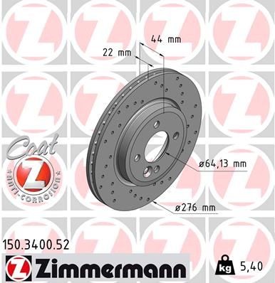 Bremseskive ZIMMERMANN 150.3400.52