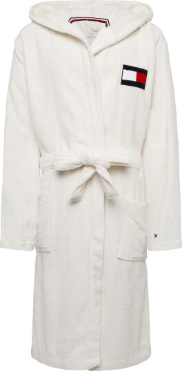 Tommy Hilfiger Unisex Toweling Hooded Bathrobe Cream L