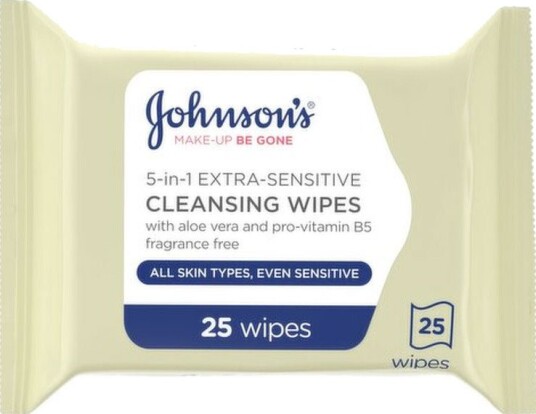 Johnsons Make-Up Be Gone 5-in-1 Extra-Sensitive Cleansing Wipes 25 stk.