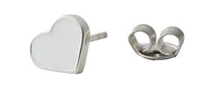 Design Letters Earring Stud Enamel Heart Silver