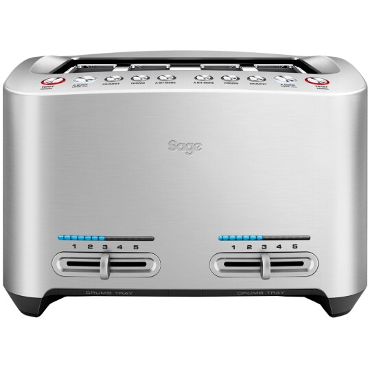 Sage The Smart Toaster 4 Skiver Rustfritt Stål med Manuell Stopp og Opptiningsfunksjon