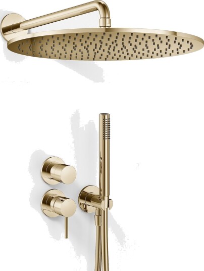 Semplice Dusjsett SBR901 S13 Rain Deluxe ø40cm Vegg Polert Messing Naturfarget