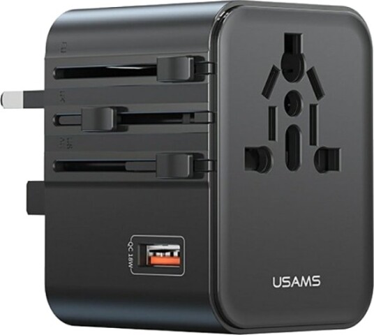 Usams Cc309 2Xusb-C 25W 4In1 Us/Au/Eu/Uk Reiselader I Svart