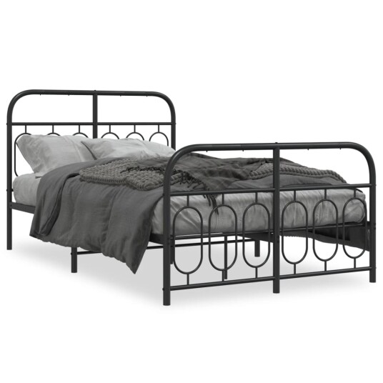  Sengeramme i metall med hode- og fotgavl svart 120x190 cm 8721102646027