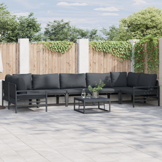 Hagesofa Set 7 pcs Antrasitt Stål