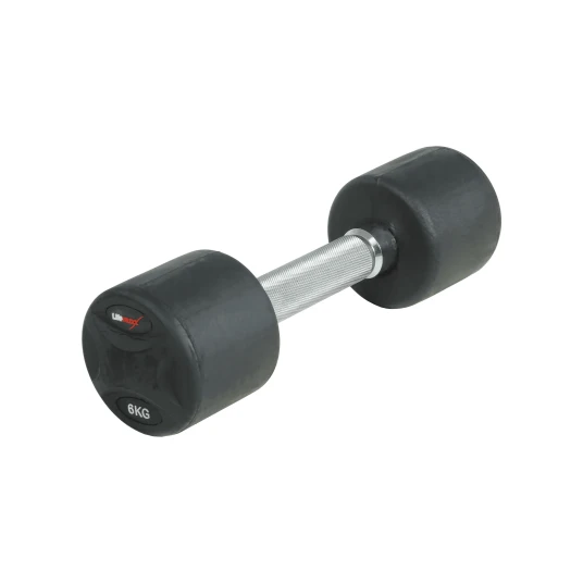 Lifemaxx fast manual 6 kg - Rund manual med riflet grep - Laget av støpejern kledd med gummi - For crossfit og styrketrening