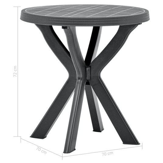 vidaXL Bistrobord antrasitt Ø70 cm plast