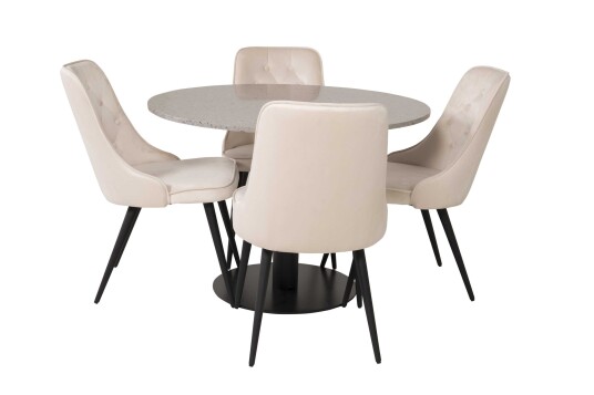 Venture Design Razzia & Velvet spisegruppe Grå/svart 4 st stoler & bord 106 cm