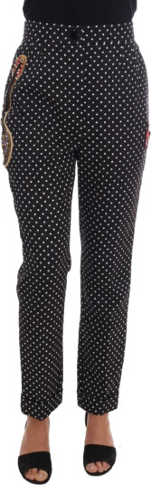 Dolce & Gabbana Black Polka Dot Sicily Crystal Pants Svart S