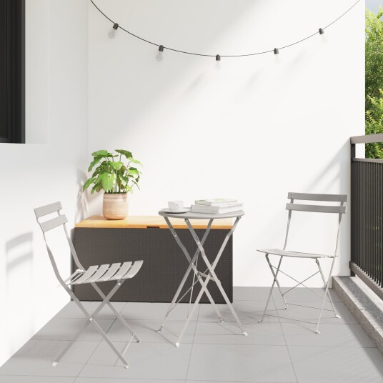 3-delt sammenleggbart bistrosett i beige stål