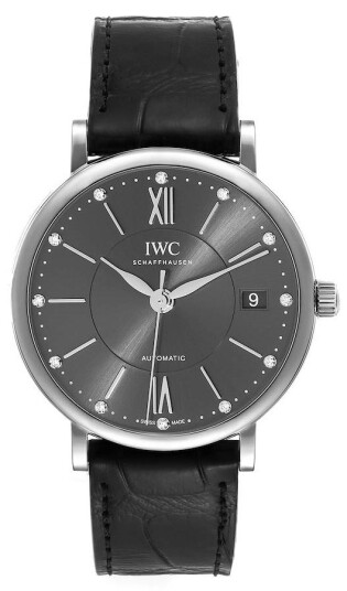 IWC Dameklokke IW458102 Portofino Sort/Lær Ø37 mm