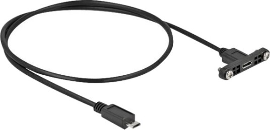 Delock   Usb Forlengelseskabel   Micro Usb Type B Hunn Panelmonterbar Til Micro Usb Type B Hann   Usb 2.0   50 Cm   Svart