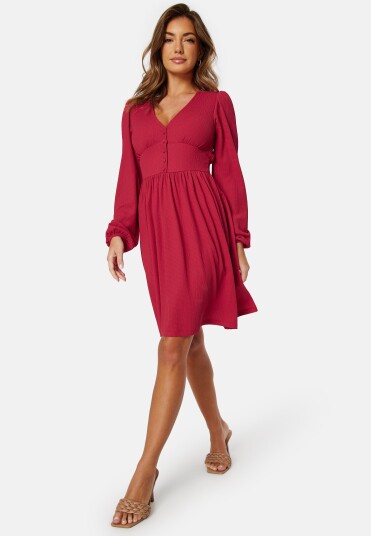 BUBBLEROOM Structure Button Short Dress Red S BUBBLEROOM Structure Button Short Dress Red S