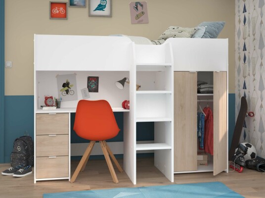 Parisot Group Loftseng med Skap Everest 90×200 Hvit Parisot Group Loftseng med Skap Everest 90×200 Hvit