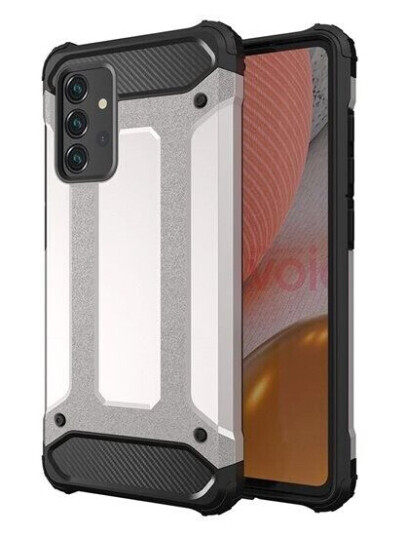 Hybrid Armor-beskyttelsesskall med todelt konstruksjon for Samsung Galaxy A36 Sølv