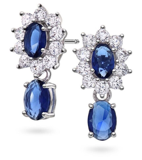 Pan Jewelry Royal øredobber i 925 sølv med blå zirkonia