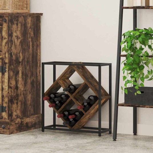 vidaXL Vinhylle Røkt eik 51 x 18 x 52,5 cm Konstruert tre vidaXL Vinhylle Røkt eik 51 x 18 x 52,5 cm Konstruert tre