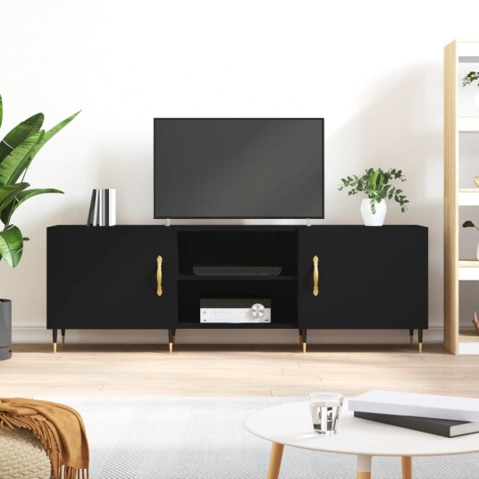 TV-benk svart 150x30x50 cm konstruert tre 829077
