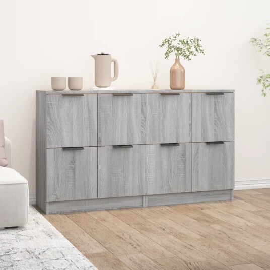 vidaXL Skjenker 2 stk grå sonoma 60x30x70 cm konstruert tre vidaXL Skjenker 2 stk grå sonoma 60x30x70 cm konstruert tre
