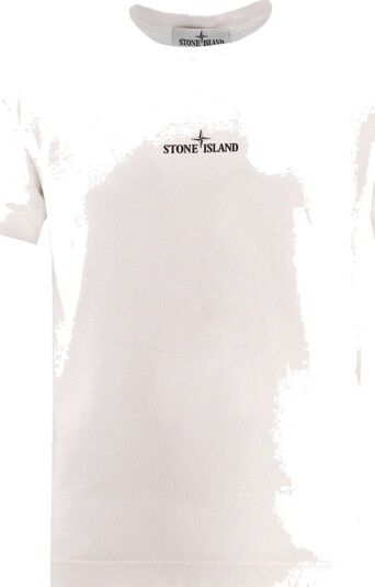 Stone Island T skjorte Natural White m. Trykk Stone Island 10 år 140 T skjorte Hvit