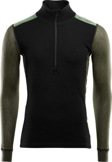 Aclima Woolnet Hybrid Mock Neck Man Jet Black / Olive Night / Dill S