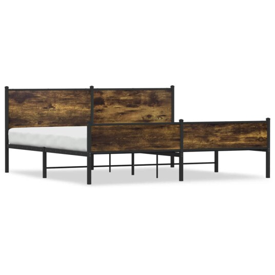Sengeramme i metall uten madrass røkt eik 200x200 cm 3301390