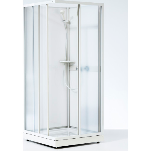 Contura Next NKH dusjkabinett 80x80 cm, hvit profil, mønstret styren glass white 80 cm x 80 cm x 201 cm
