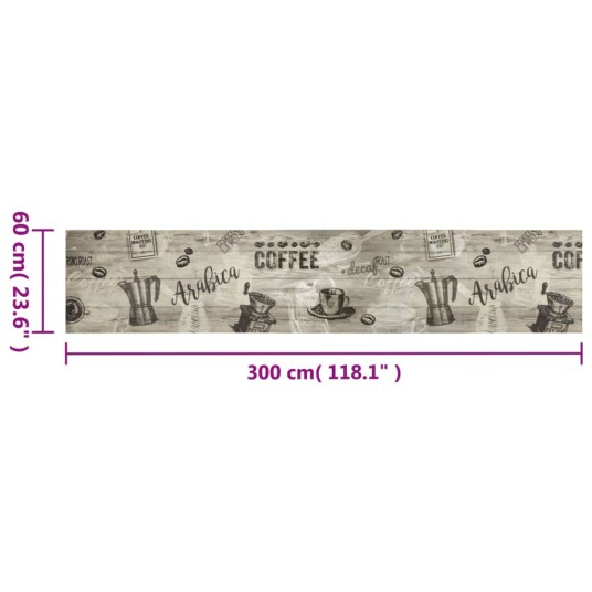 Kjøkkenteppe vaskbar Coffee grå 60x300 cm fløyel 8721012918597 Kjøkkenteppe vaskbar Coffee grå 60x300 cm fløyel 8721012918597