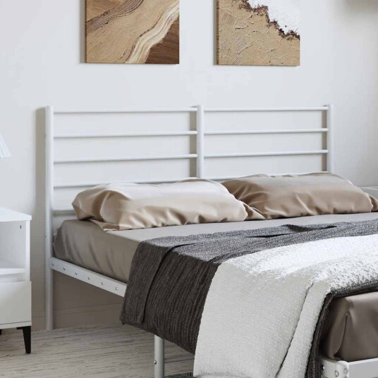 vidaXL Sengegavl i metall hvit 150 cm
