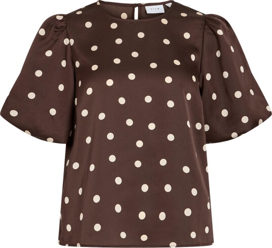 Vila Viellette 2/4 Satin Puff Top Noos Brown 34