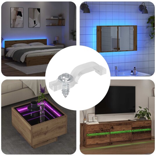LED Strip Clips 12 pcs Gjennomsiktig 23,8 x 7,3 x 4,3 mm