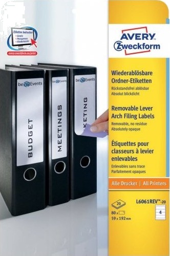 Avery L6061rev 20 Hvit Avrundet Rektangel Avtakbar 59 X 192 Mm A4 Papir Avery L6061rev 20 Hvit Avrundet Rektangel Avtakbar 59 X 192 Mm A4 Papir