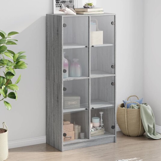 Highboard med dører grå sonoma 68x37x142 cm konstruert tre Highboard med dører grå sonoma 68x37x142 cm konstruert tre