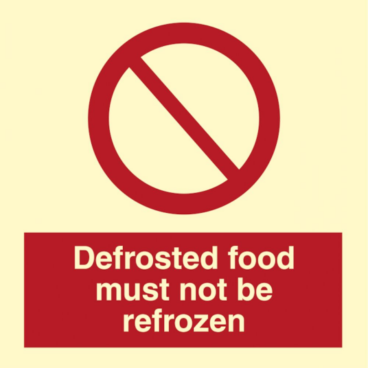 Defrosted food must not be frozzen  - Etterlysende Vinyl HI150 - 100 x 100 mm