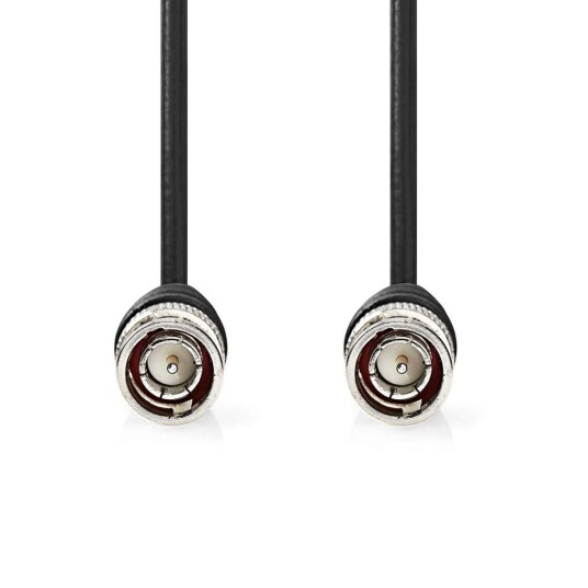 Nedis BNC Video Kabel 75 Ohm 1,00 m Nikkelbelagt Rund PVC Sort