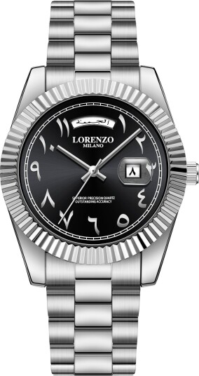 Lorenzo Day Date Arabic Silver Black Lorenzo Day Date Arabic Silver Black
