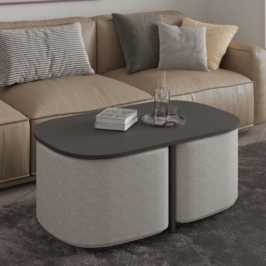 Hu Sofabordsett 90x42,9x45 cm - Antrasitt