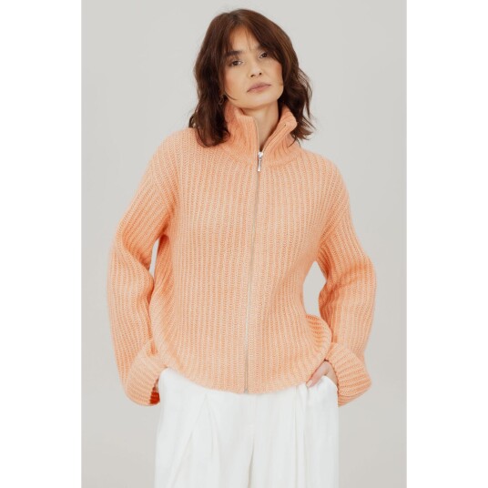 Majken Cardigan Nectarine XS Zip wool cardigan Majken Cardigan Nectarine XS Zip wool cardigan