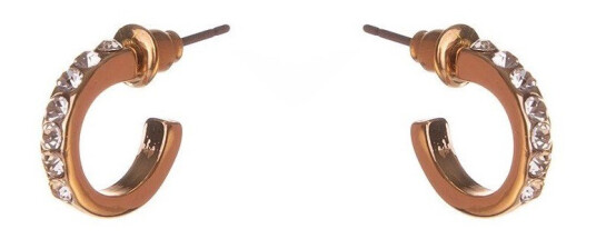 Dazzling Earrings Col Small Creole W Clear Crystals Gold