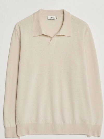 Altea Long Sleeve Knitted Polo Beige