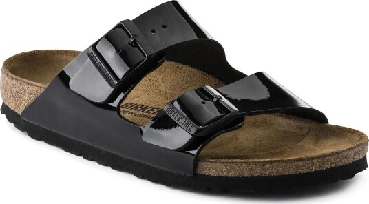 Birkenstock Women's Arizona Birko-Flor Patent Narrow Patent Black 42, Patent Black