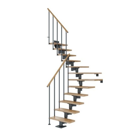 Dolle Cork Eik L trapp Antracit Classic II Gelender 14T