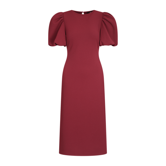 Cuba Dress Burgundy M Midi dress with puffed sleeves