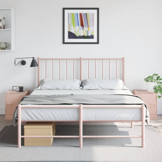  Nattbord 2 stk rosa 34,5x39x44 cm stål 841610