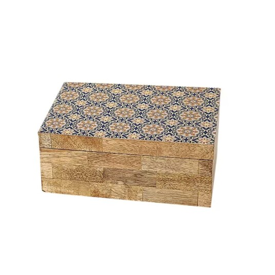 Romimex Dekorasjonsboks Brun Beige Harpiks Tre MDF 18 x 8 13 cm